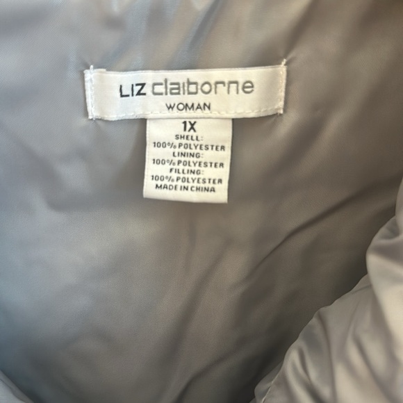 Liz Claiborne Puff Vest Full Zip Blue Gray Womens Size 1X Lightweight Pockets - Picture 6 of 11